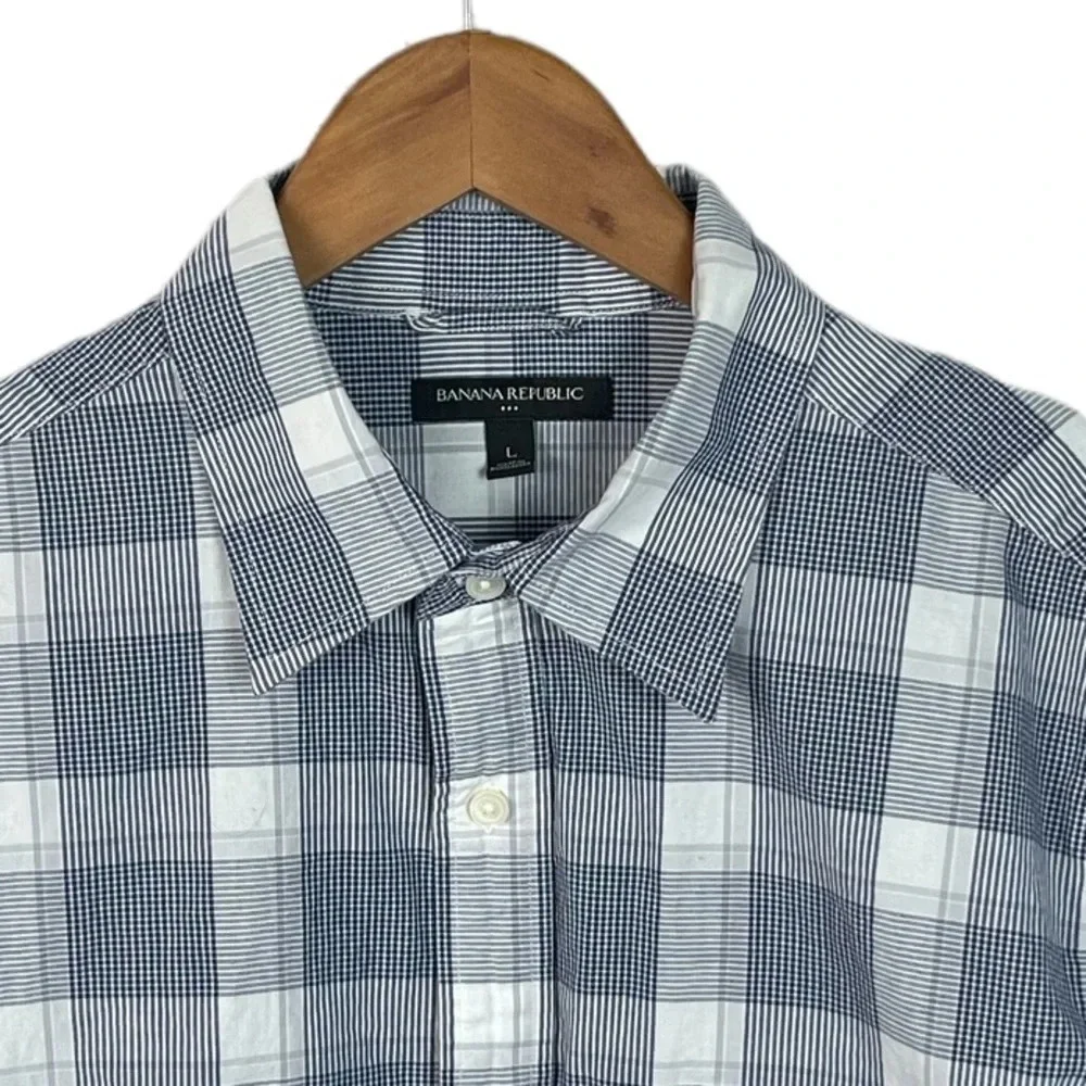 BF646 Mens Banana Republic Designer Business Casual Button Down Shirt L